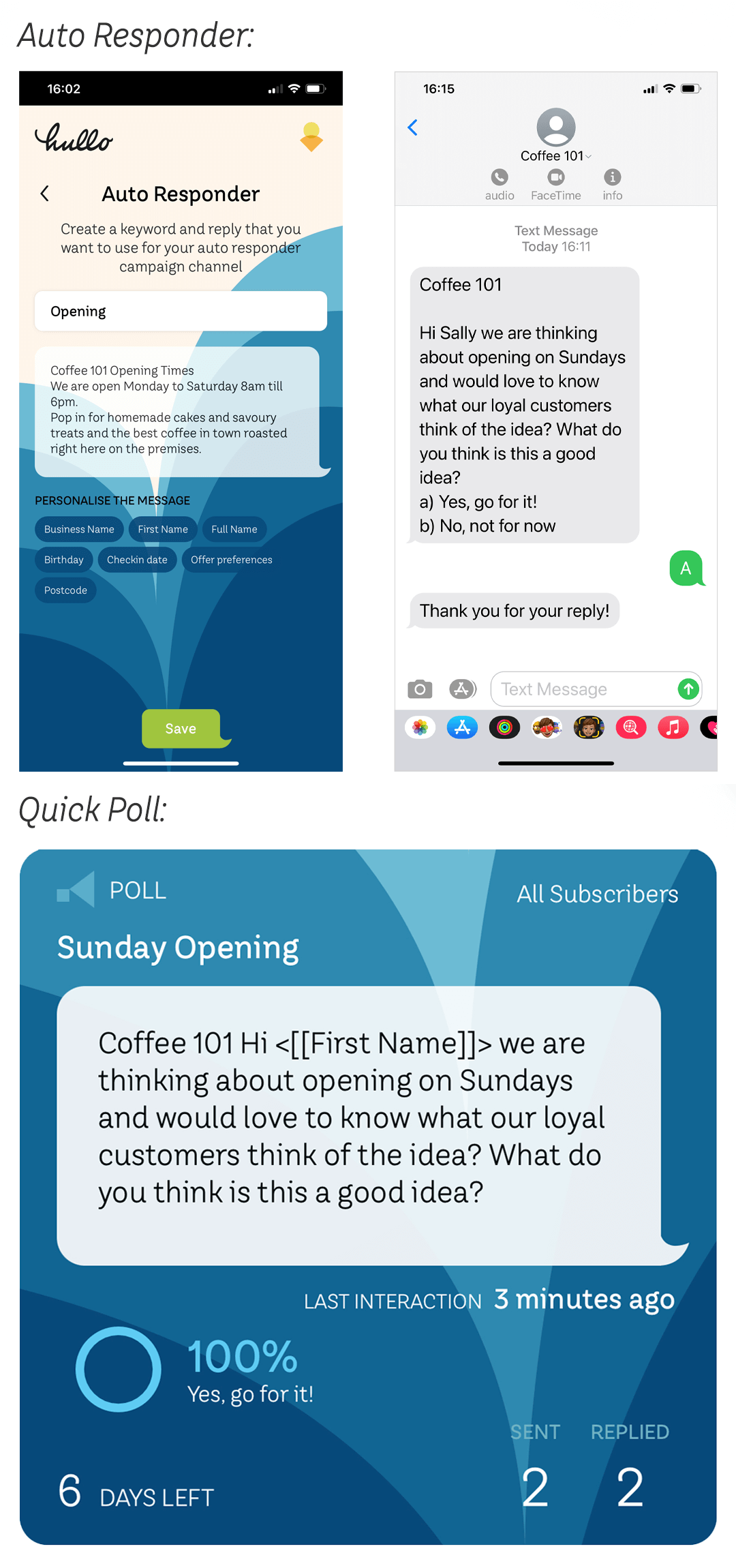 Hullo screenshot of autoresponder campaign