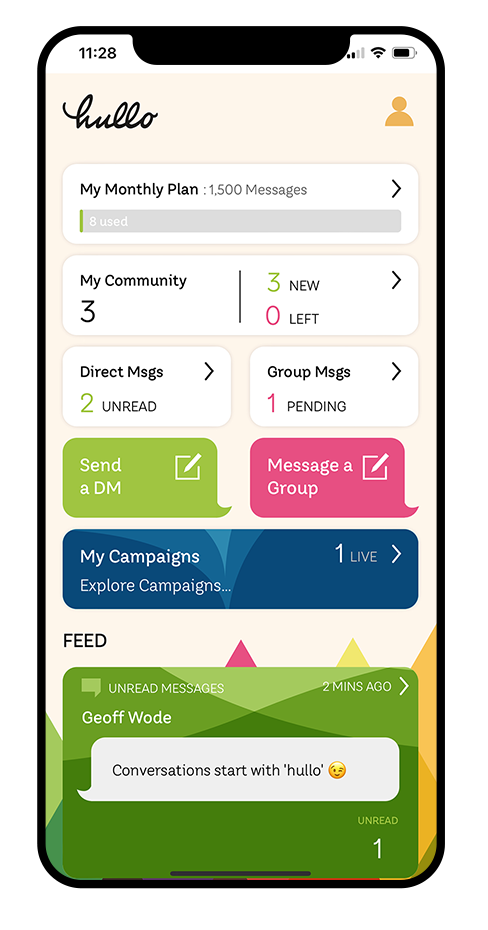 Hullo product screenshot on a smartphone
